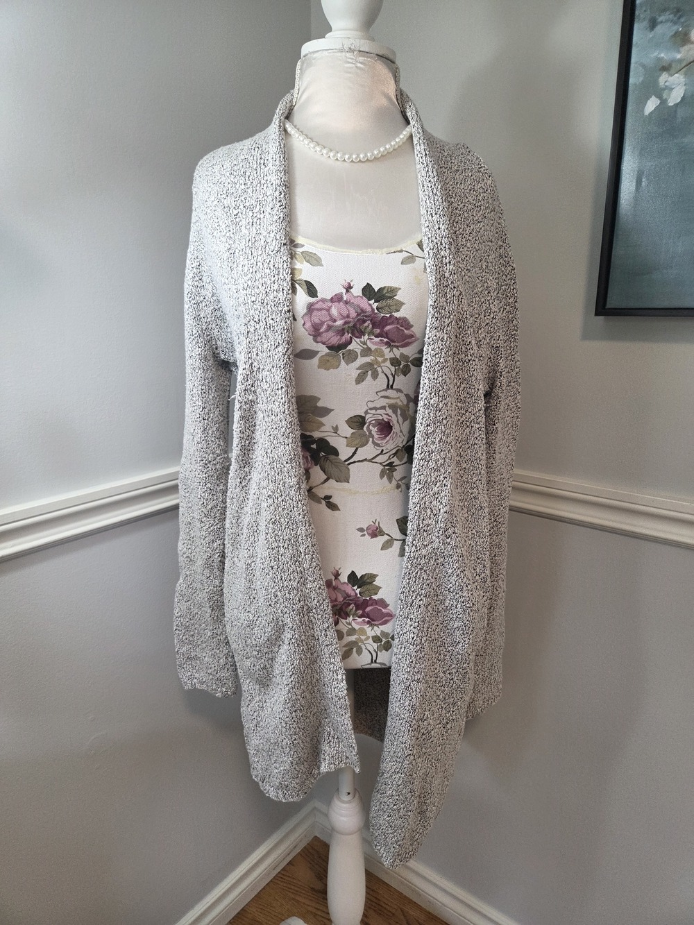 XS-S Grey Marled Long Cardigan
